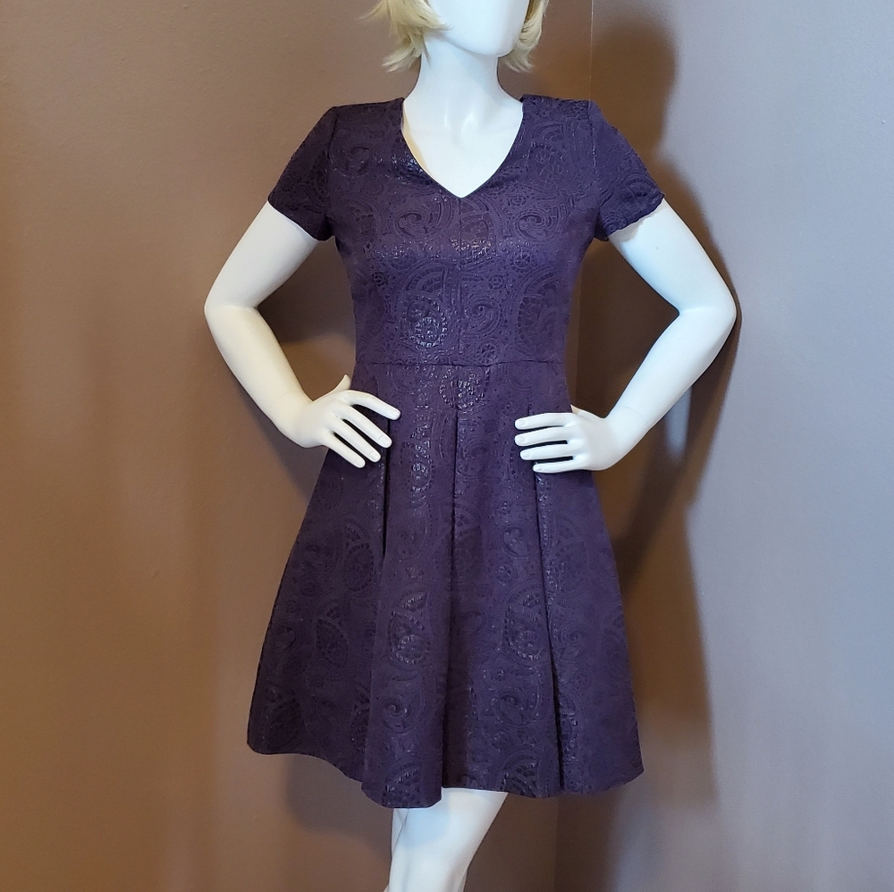 BANANA REPUBLIC purple jacquard dress 10